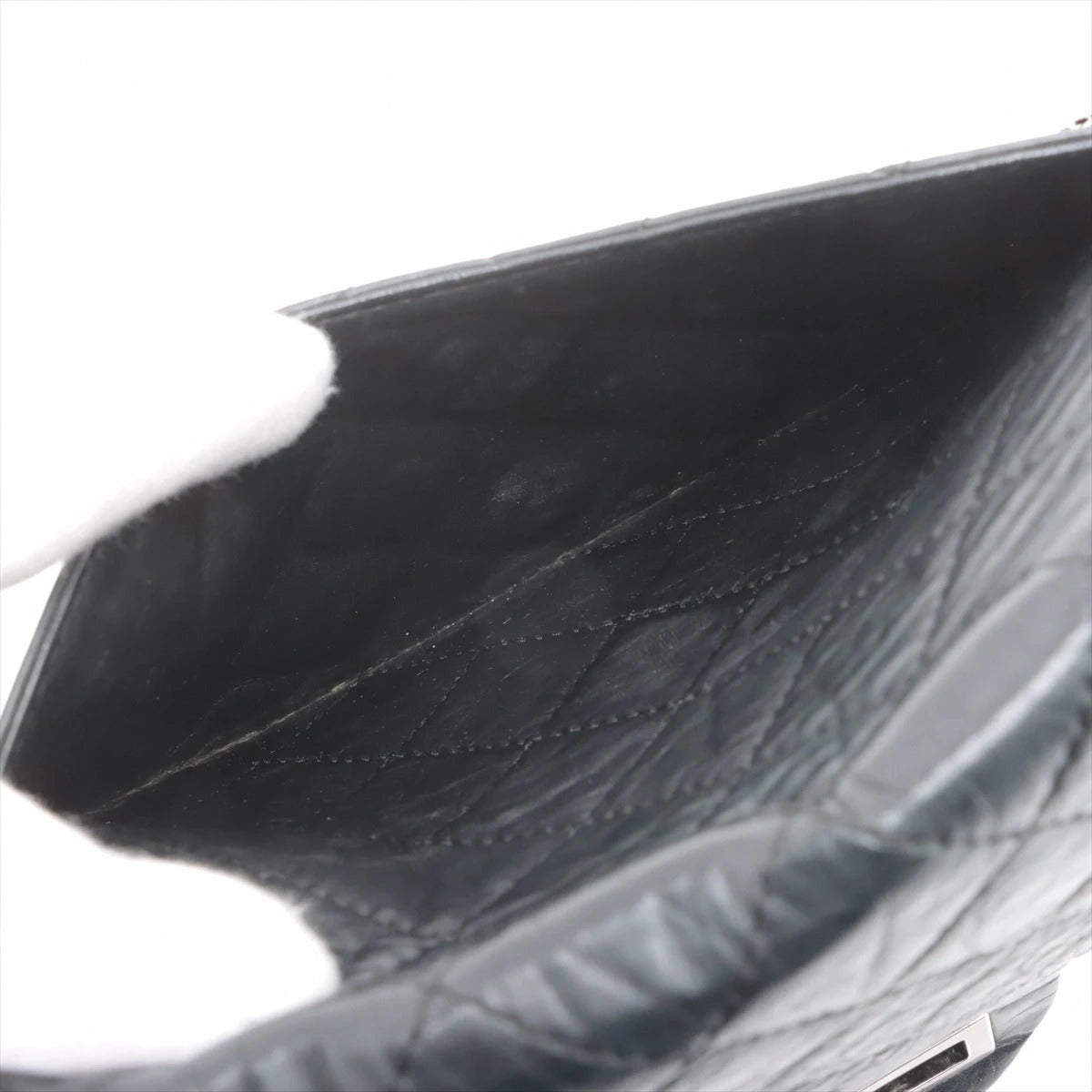 Pre-Loved 2.55 Reissue Double Flap Shoulder Bag Quilted Leather 227 with Aged Silver Hardware, Black