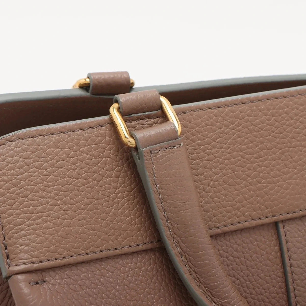 Pre-Loved Cabas Handbag Leather Small with Gold Hardware, Taupe