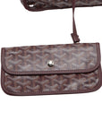 Pre-Loved Anjou Tote Goyardine Chevron Coated Canvas PM with Silver Hardware, Burgundy