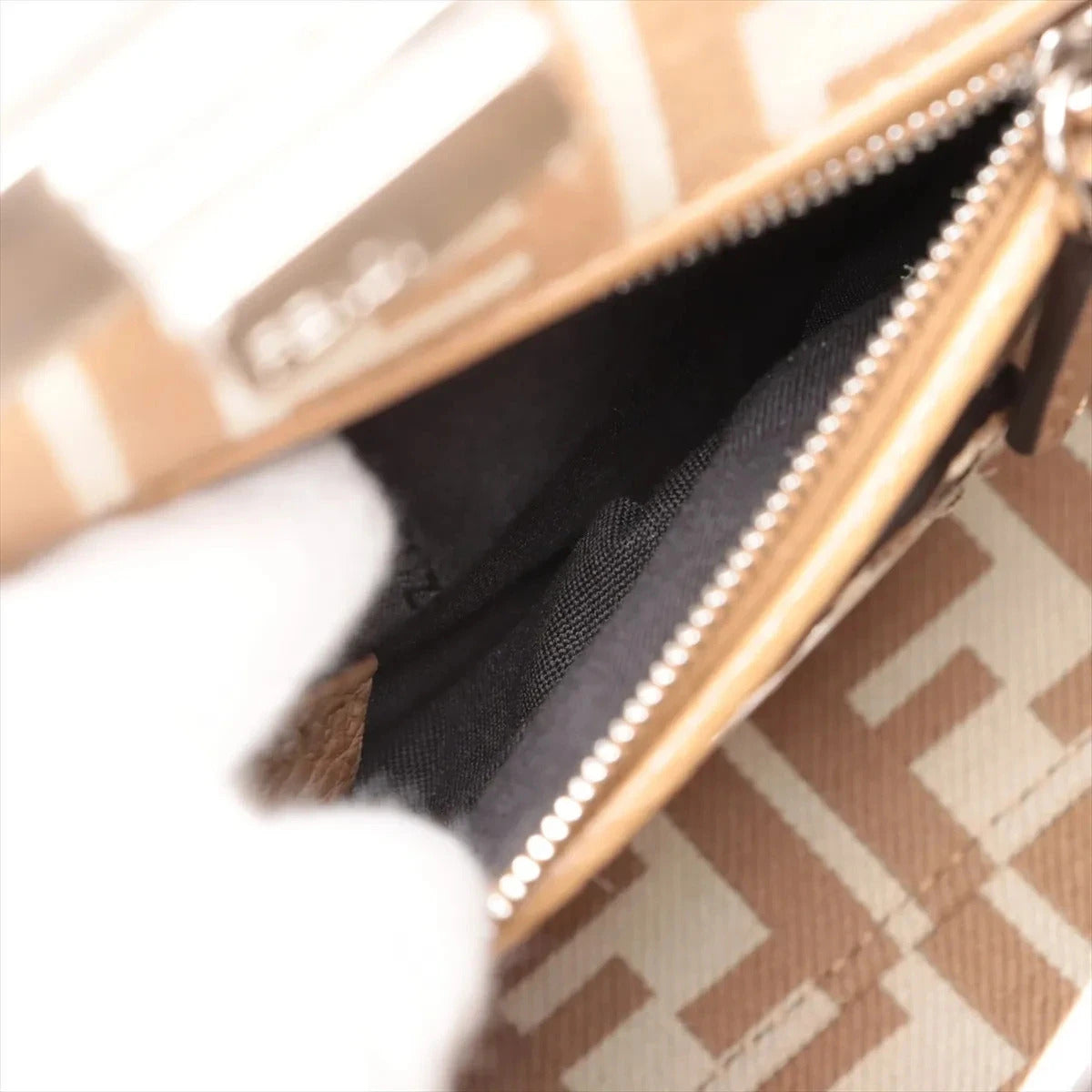 Pre-Loved Peekaboo Handbag Striped Canvas Mini with Silver Hardware, Brown and Beige