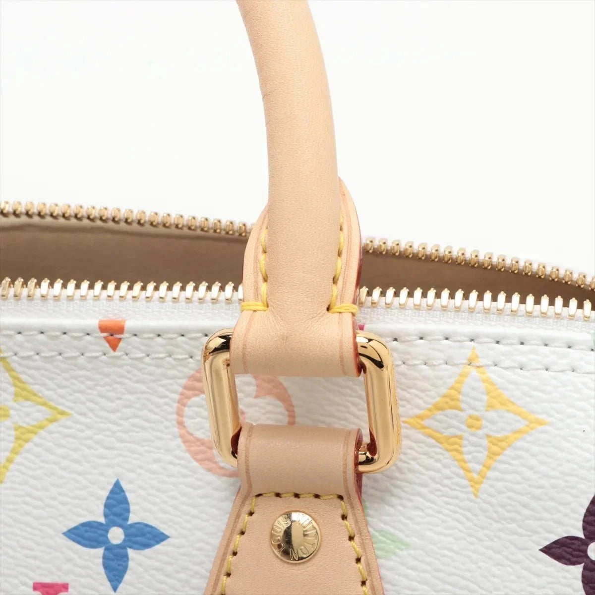 Pre-Loved Speedy Bandoulière Handbag Monogram Multicolore Coated Canvas 25 with Gold Hardware, White Multicolor