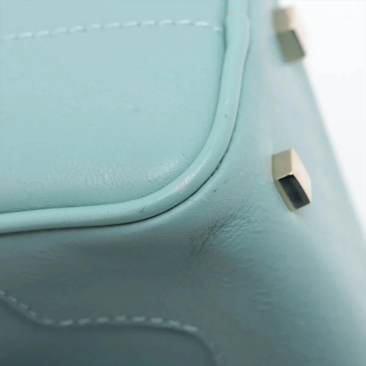 Pre-Loved Boston Handbag Microguccissima Leather Small with Gold Hardware, Light Blue