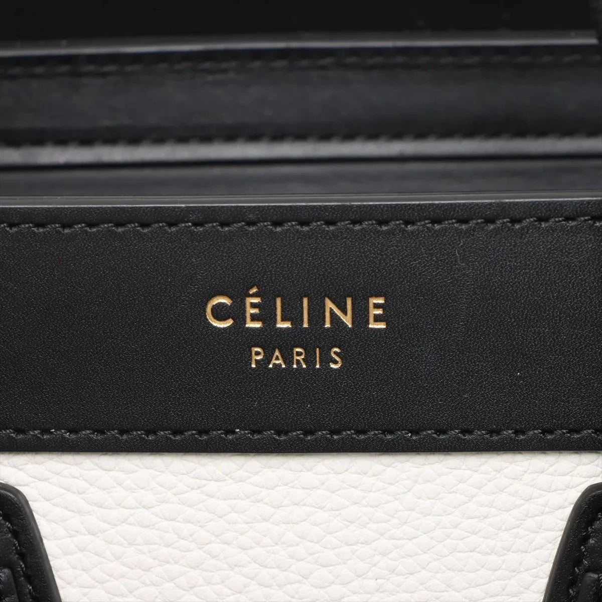 Pre-Loved Luggage Tote Leather Nano with Gold Hardware, White, Black &amp; Beige