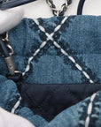 Pre-Loved Chanel 22 Tote Quilted Denim Mini with Silver Hardware, Blue