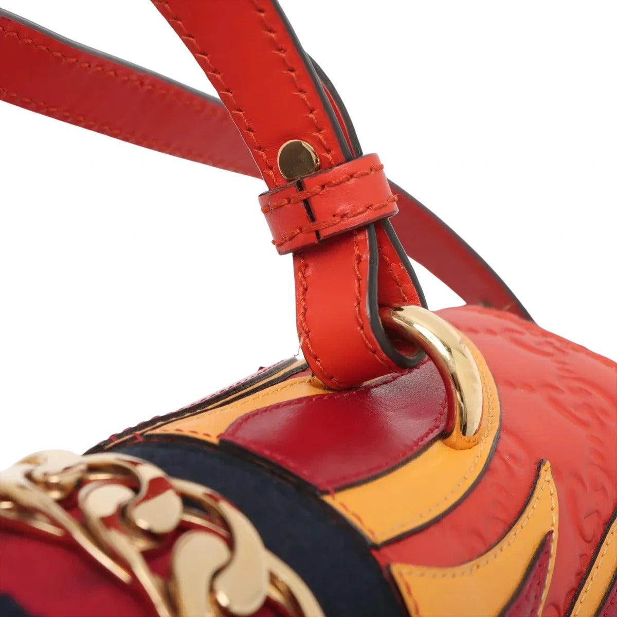 Pre-Loved Sylvie Handbag Monogram Leather Medium with Gold Hardware, Red