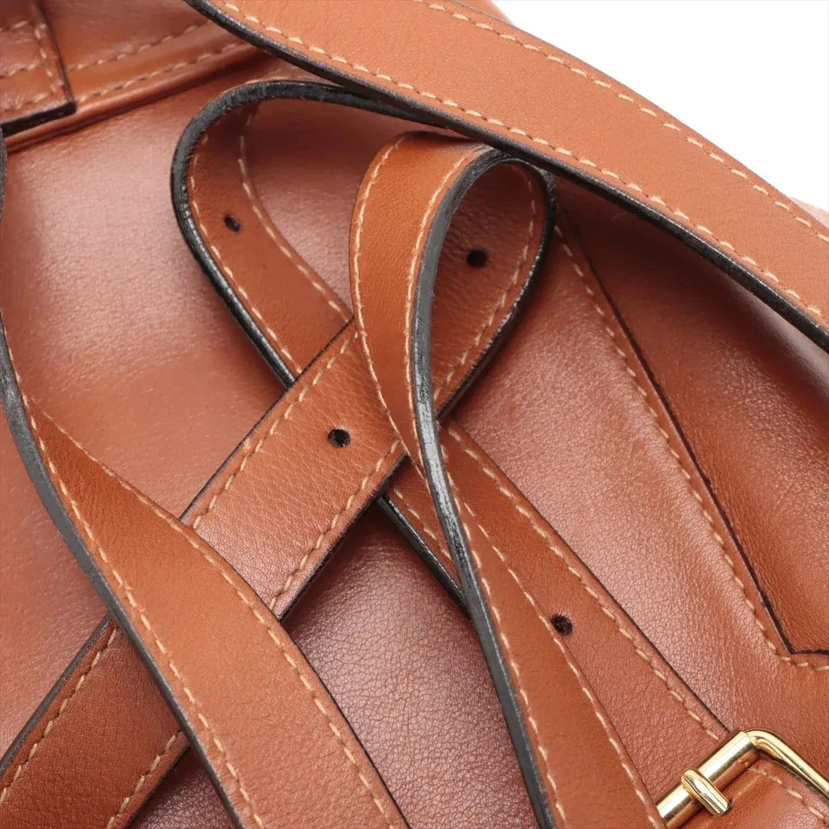Pre-Loved Bamboo Backpack Leather Mini with Gold Hardware, Brown