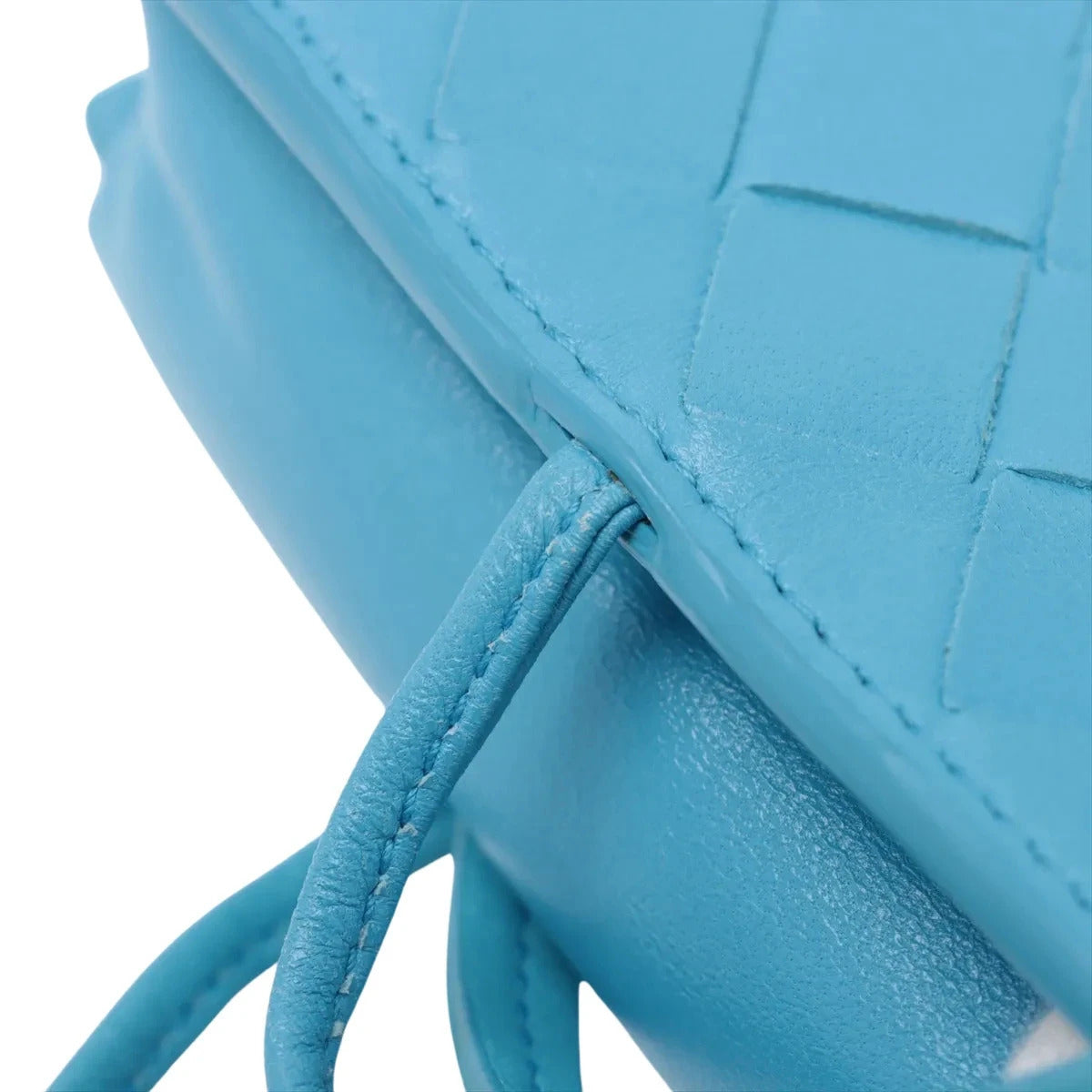 Pre-Loved Intrecciato Mini Crossbody Crossbody Bag Intrecciato Leather Mini, Light Blue
