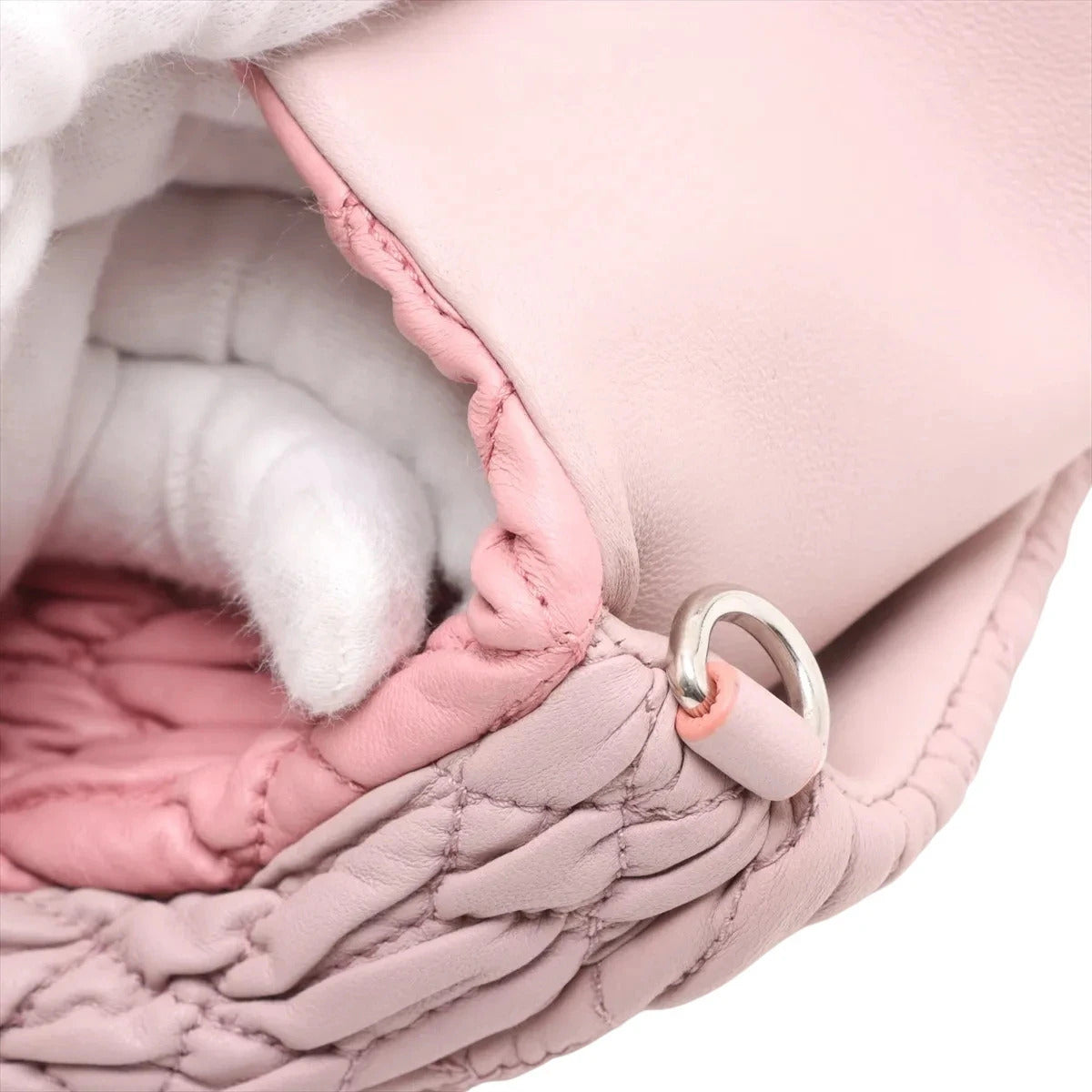Pre-Loved Matelassé Crystal Shoulder Bag Quilted Leather Small with Silver Hardware, Pink