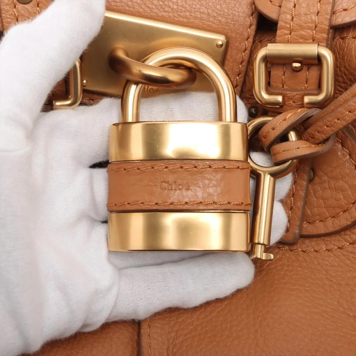 Pre-Loved Paddington Handbag Leather with Aged Gold Hardware, Tan
