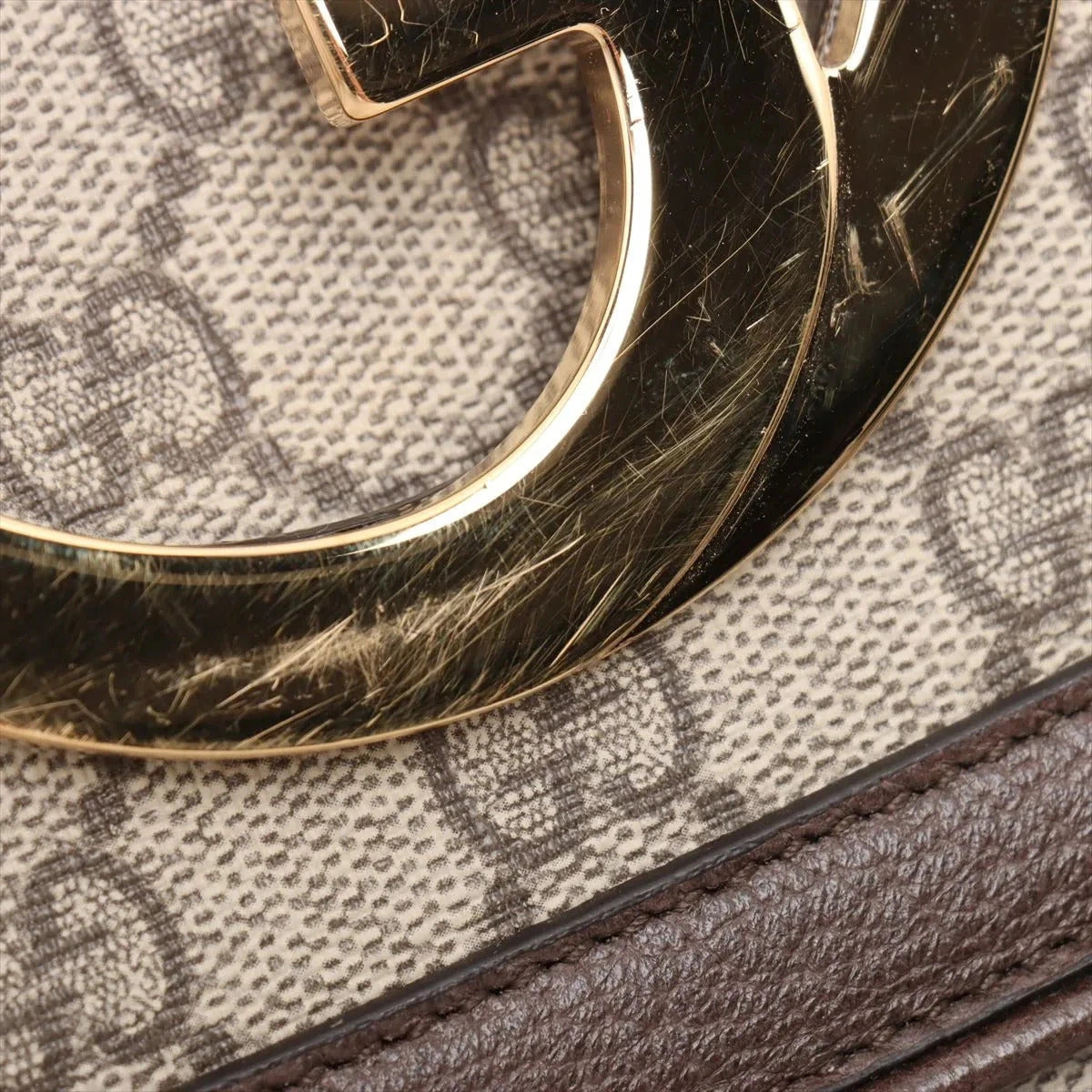 Pre-Loved Blondie Shoulder Bag GG Supreme Coated Canvas with Gold Hardware, Beige/Ebony