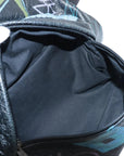 Pre-Loved Explorer Graffiti Backpack Graffiti Leather with Silver Hardware, Black