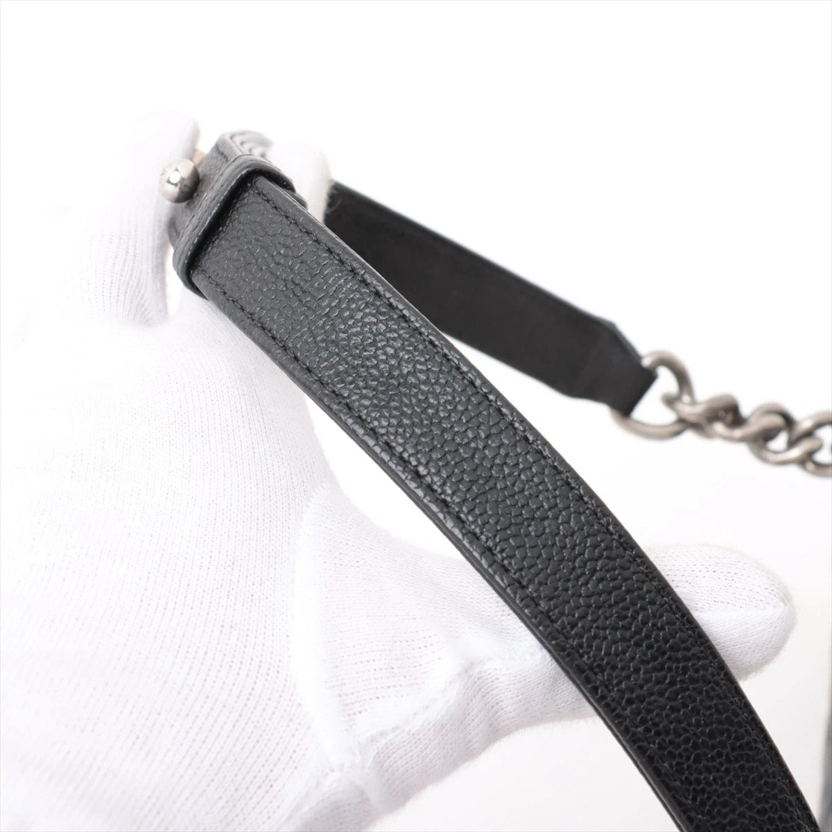 Pre-Loved Boy Shoulder Bag Quilted Leather New Medium with Aged Silver Hardware, Black