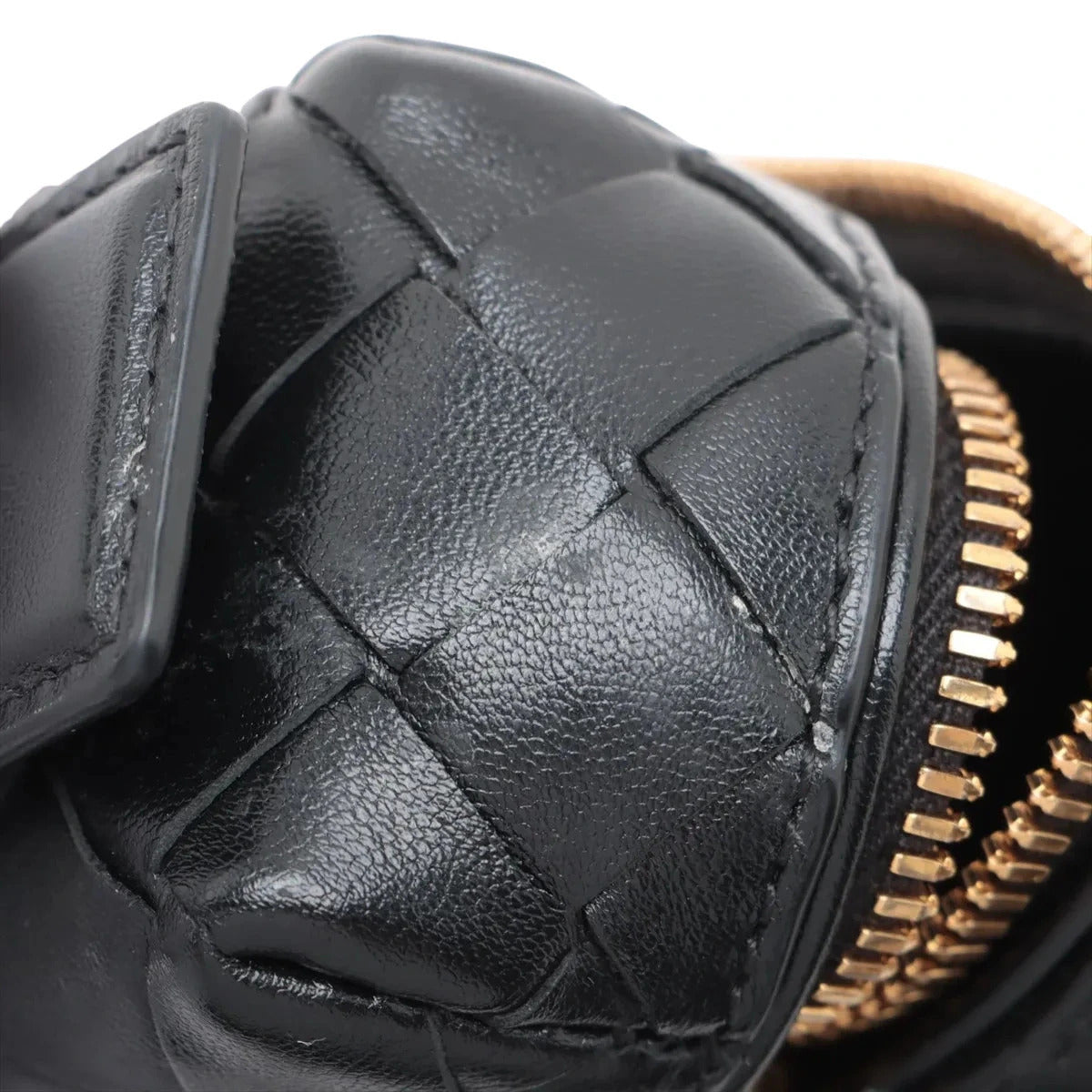 Pre-Loved Intrecciato Camera Bag Crossbody Bag Intrecciato Leather Small with Gold Hardware, Black