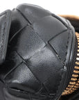 Pre-Loved Intrecciato Camera Bag Crossbody Bag Intrecciato Leather Small with Gold Hardware, Black