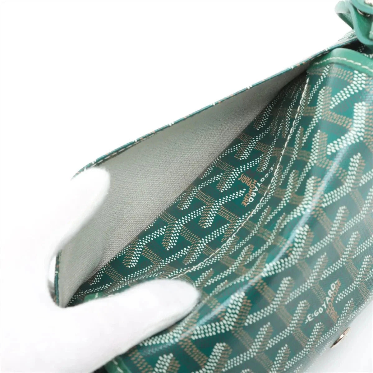Pre-Loved Plumet Crossbody Bag Goyardine Chevron Coated Canvas with Silver Hardware, Green