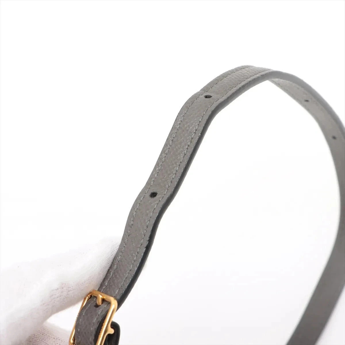 Pre-Loved Belt Bag Handbag Leather Micro with Gold Hardware, Grey