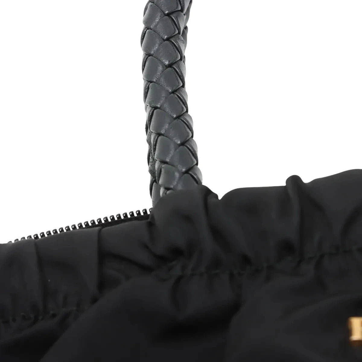Pre-Loved Gaufre Tote Handbag Nylon with Gold Hardware, Black