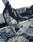 Pre-Loved Book Tote Tote Canvas Embroidered Medium, Blue and White