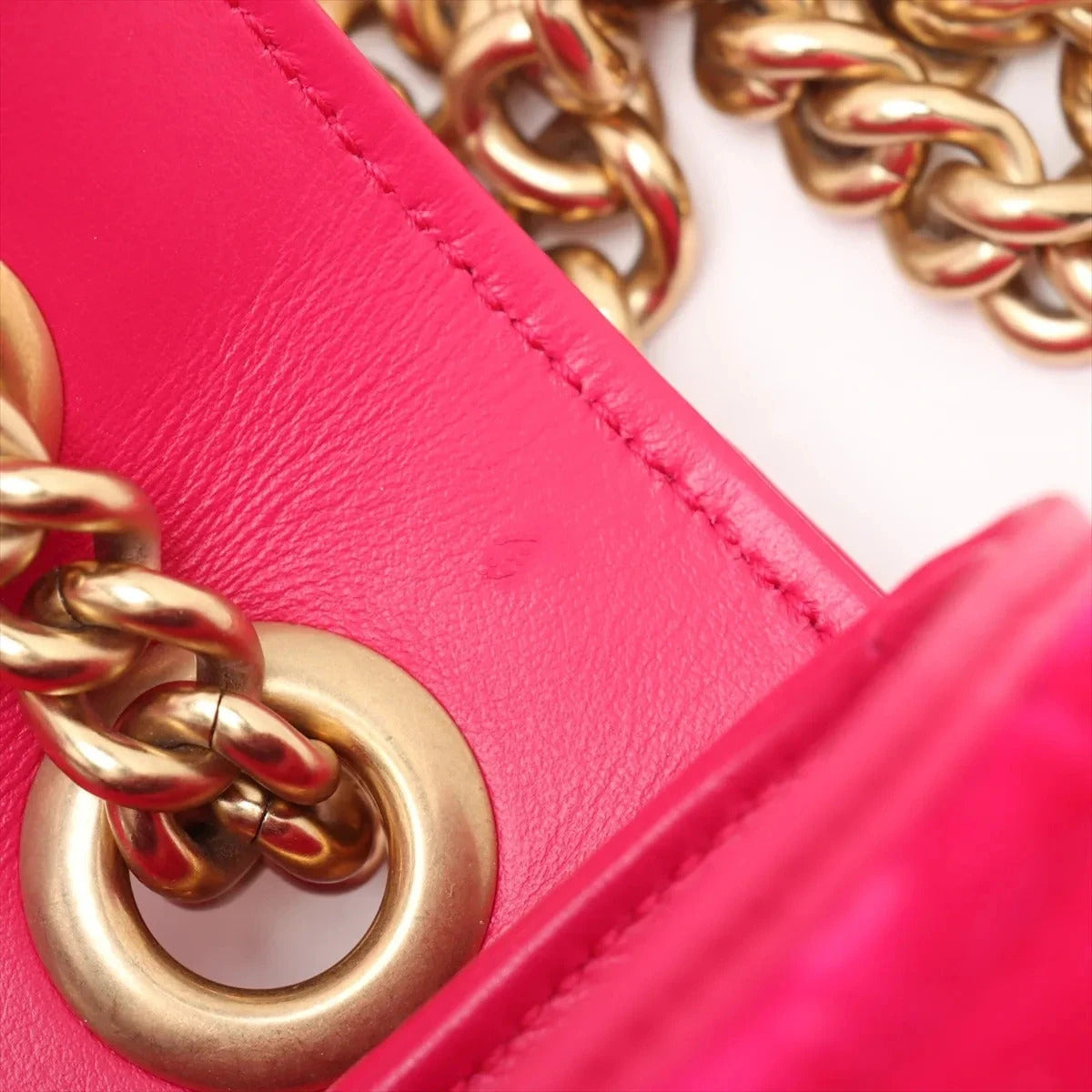 Pre-Loved GG Marmont Shoulder Bag Quilted Velvet Small with Aged Gold Hardware, Pink
