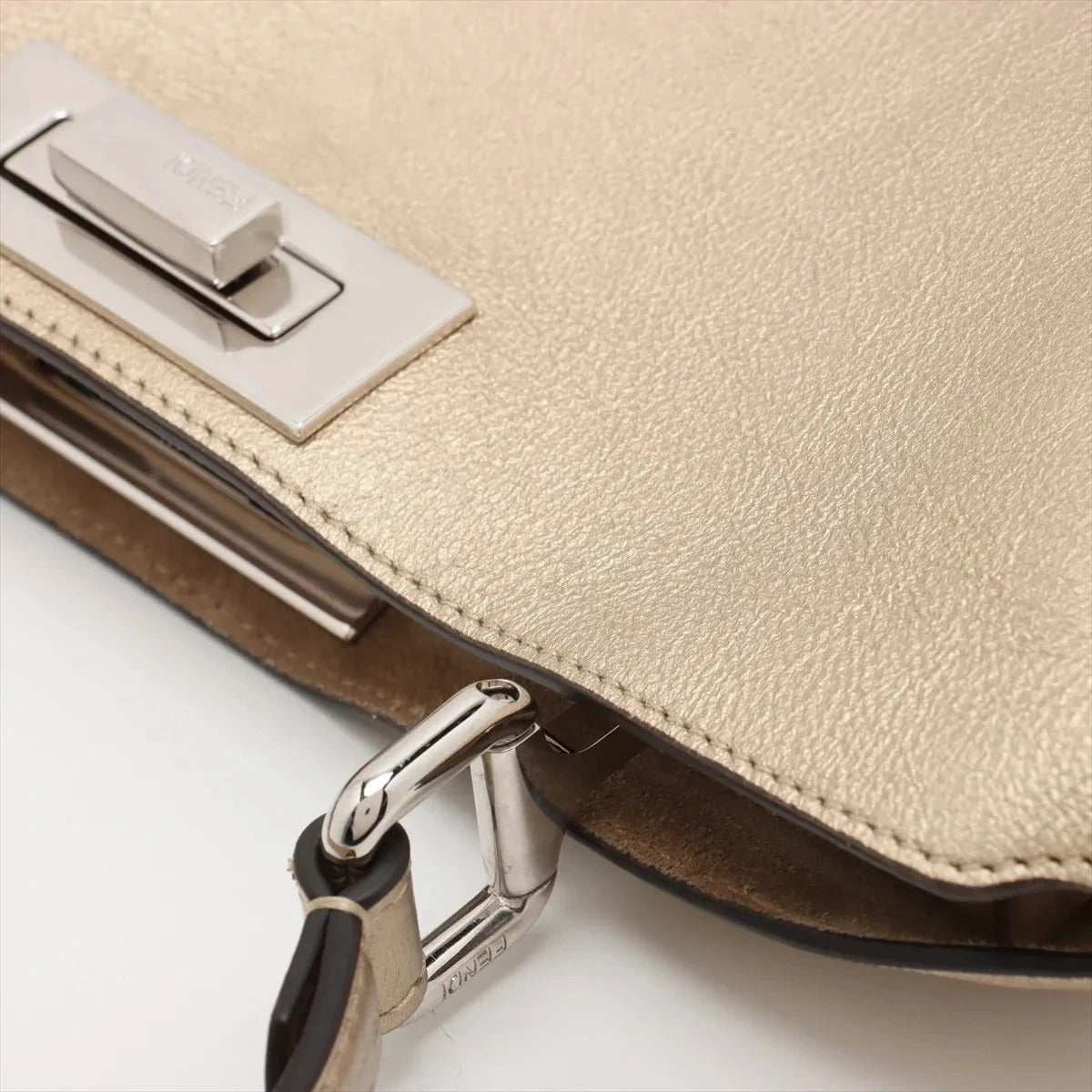 Pre-Loved Peekaboo Handbag Leather with Silver Hardware, Metallic Gold