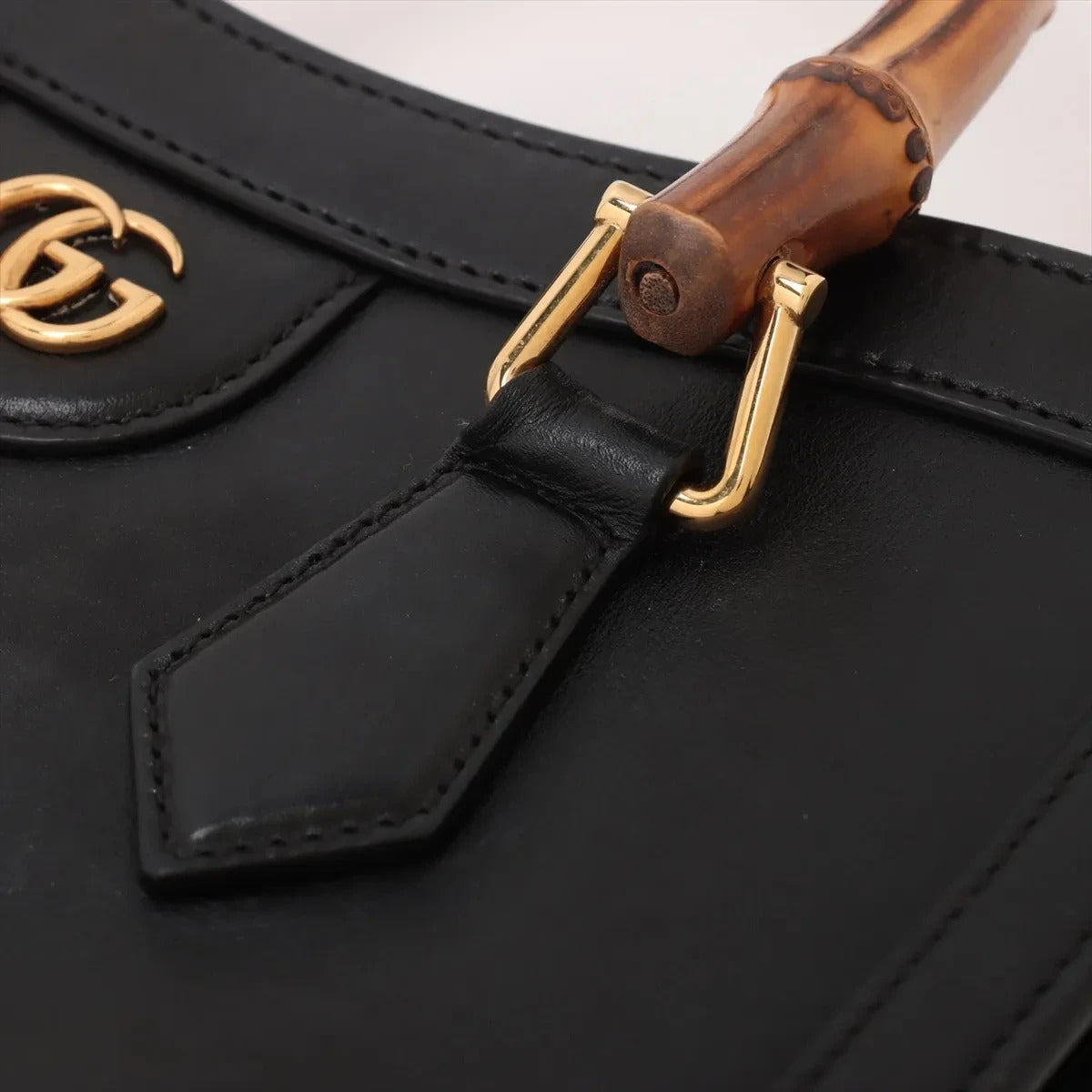 Pre-Loved Diana Bamboo Tote Leather Small with Gold Hardware, Black