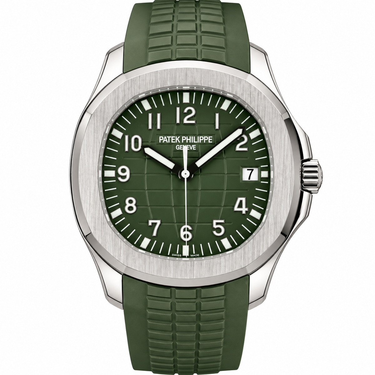 Pre-Loved Aquanaut Date Sweep Seconds 5168G-010, Khaki green embossed Dial