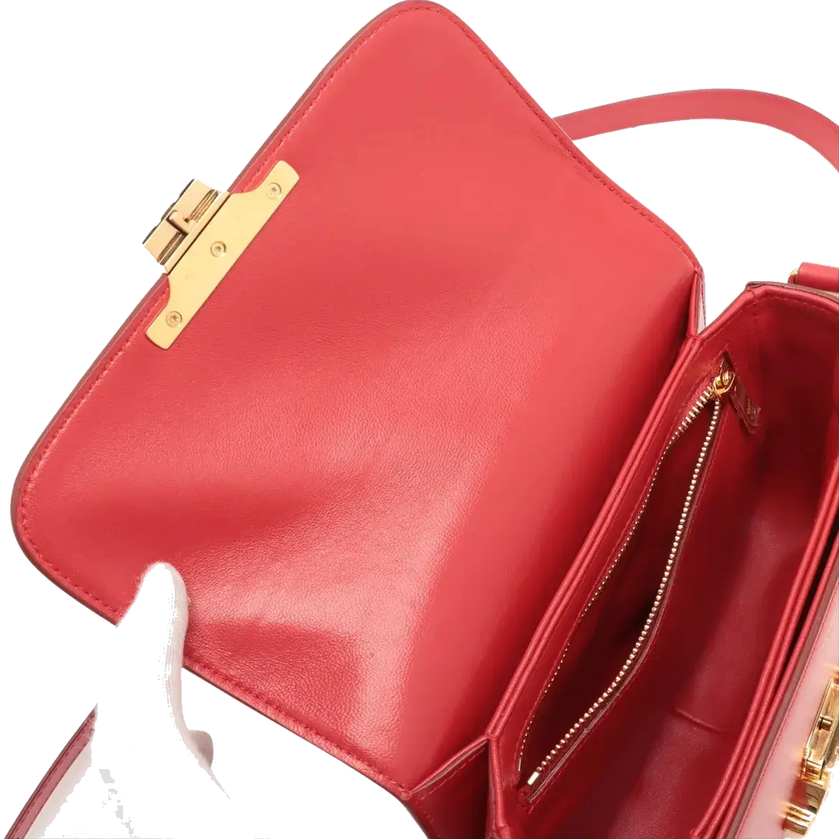 Pre-Loved Triomphe Shoulder Bag Leather Teen with Gold Hardware, Red
