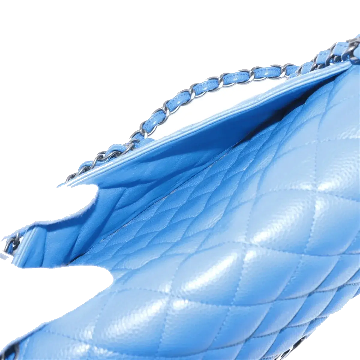 Pre-Loved Classic Double Flap Shoulder Bag Quilted Leather Jumbo with Ruthenium Hardware, Blue