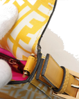 Pre-Loved Baguette Shoulder Bag FF Vertigo Coated Canvas with Gold Hardware, Yellow and White