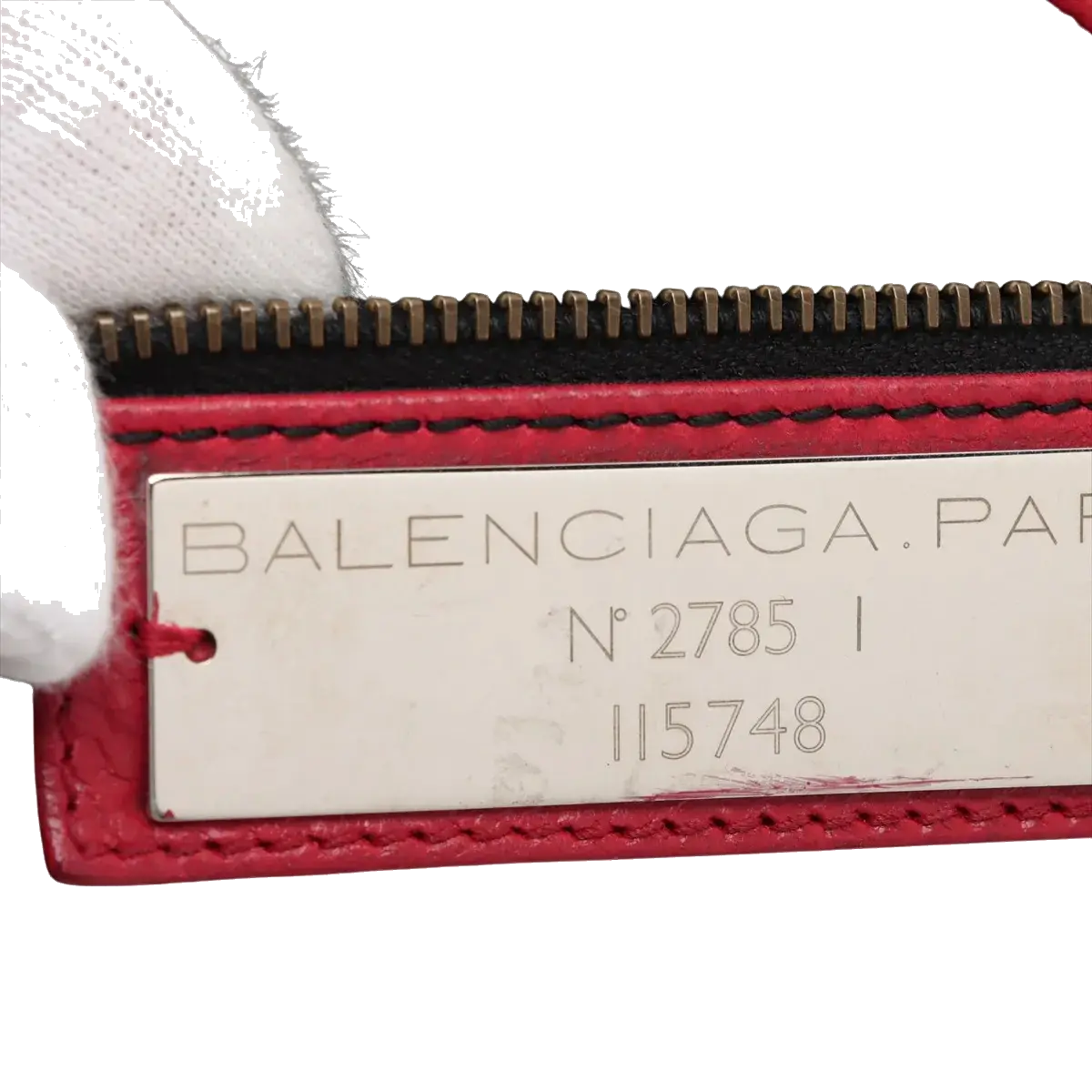 Pre-Loved City Handbag Leather with Matte Black Hardware, Red