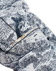 Pre-Loved DiorTravel Backpack Toile de Jouy Coated Canvas Medium with Black Hardware, White and Navy Blue