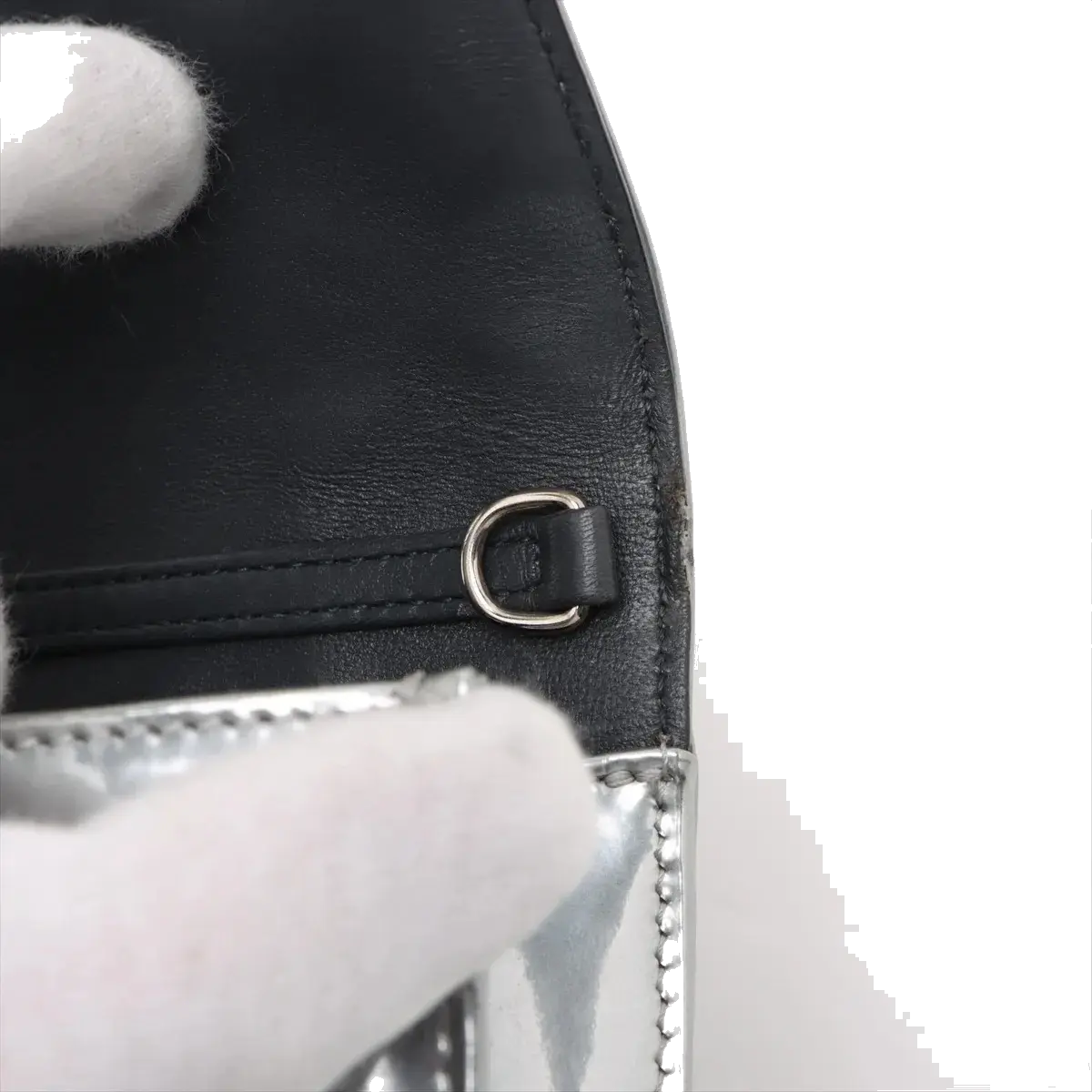 Pre-Loved Diorama Wallet on Chain Crossbody Bag Cannage Micro-Cannage Leather Small with Silver Hardware, Silver