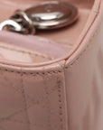 Pre-Loved Lady Dior Handbag Cannage Patent Leather Large with Silver Hardware, Pink
