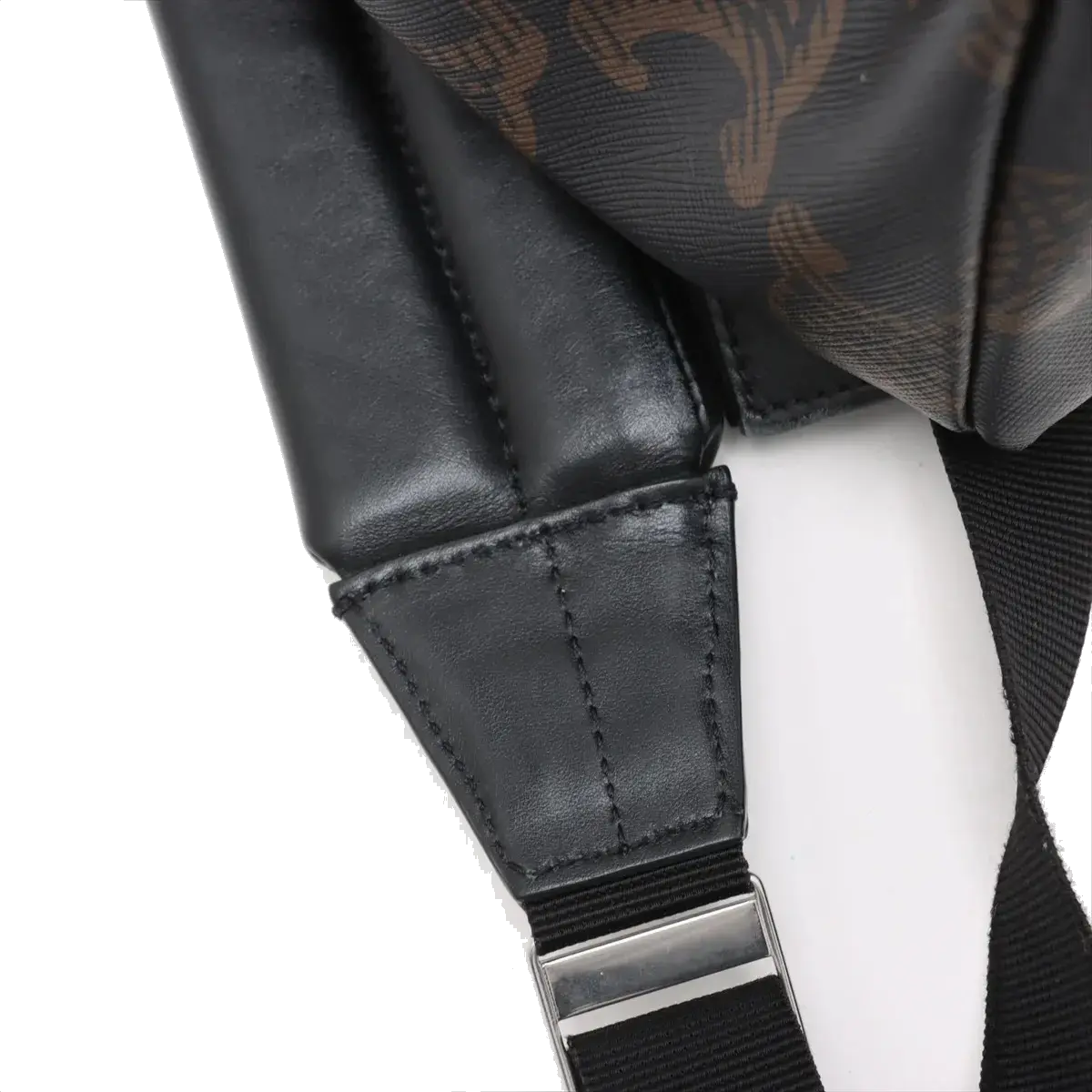 Pre-Loved Triomphe Backpack Triomphe Coated Canvas with Silver Hardware, Black and Brown