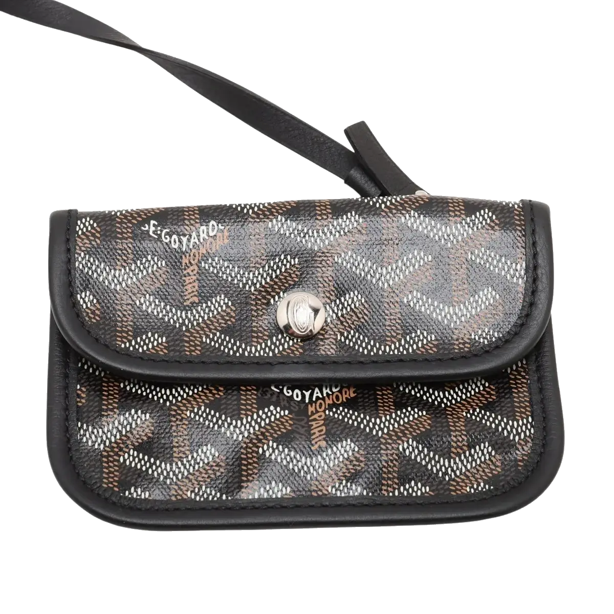 Pre-Loved Anjou Mini Tote Goyardine Chevron Coated Canvas Mini, Black/Tan