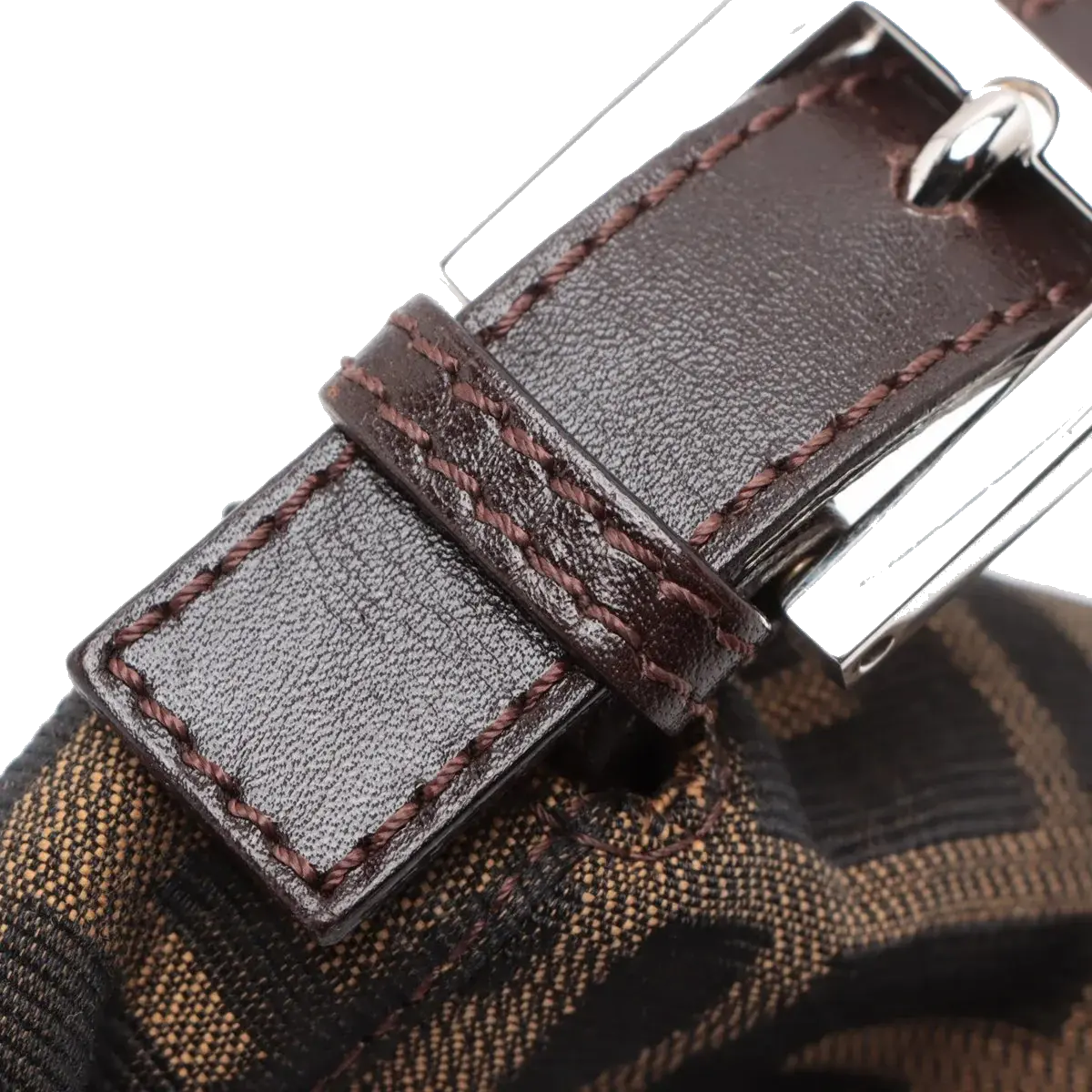 Pre-Loved Mamma Baguette Shoulder Bag Zucca Coated Canvas with Silver Hardware, Brown/Tobacco