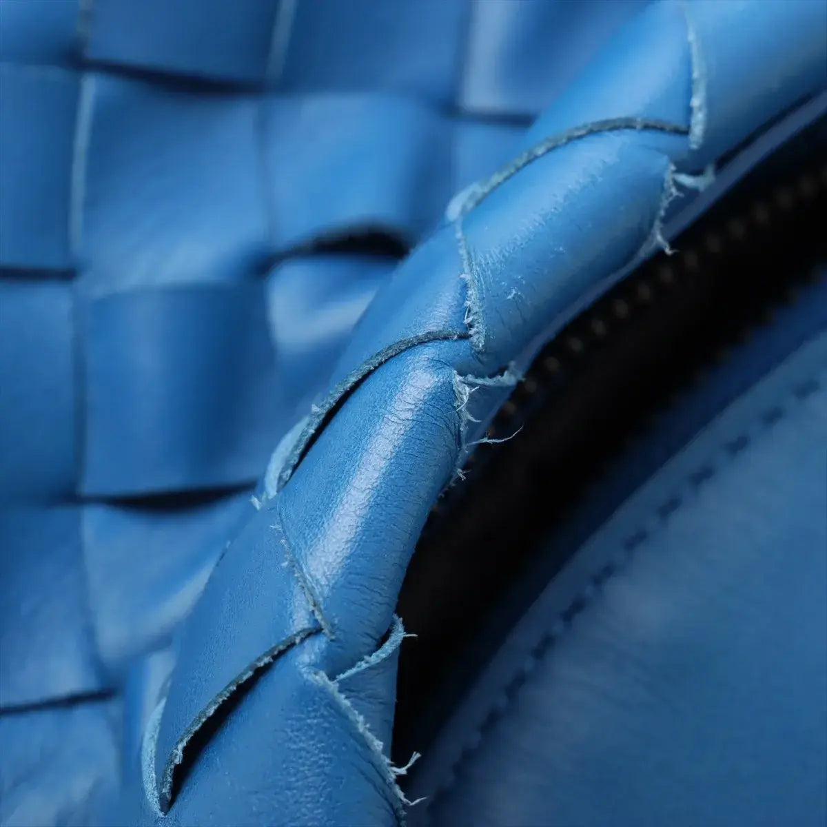 Pre-Loved Intrecciato Backpack Leather with Black Hardware, Blue