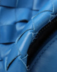 Pre-Loved Intrecciato Backpack Leather with Black Hardware, Blue