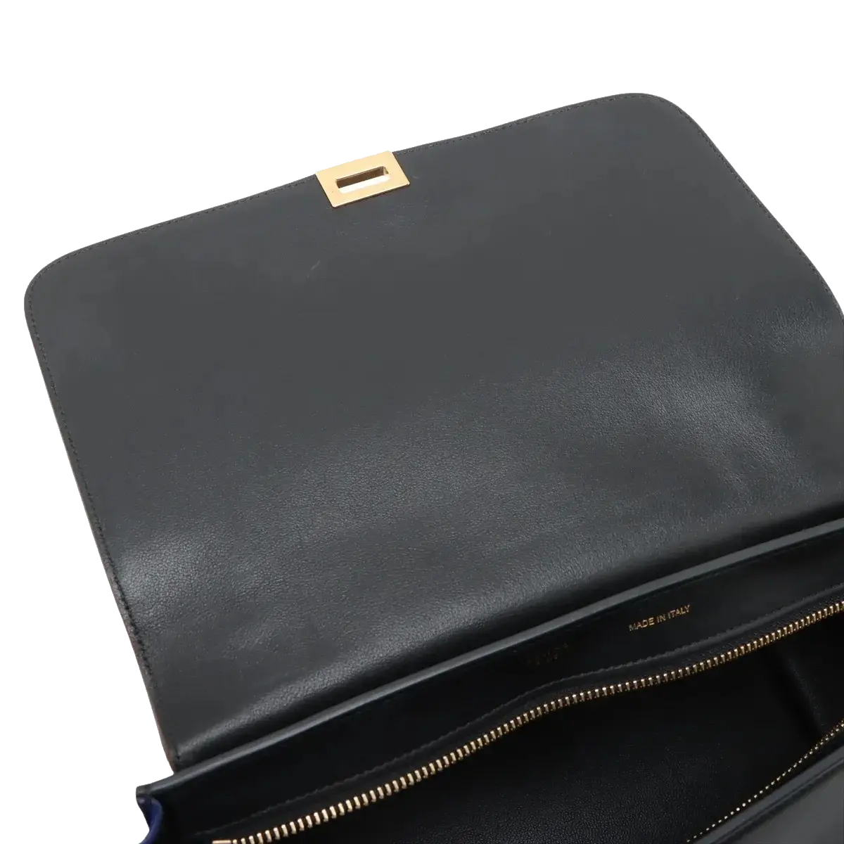 Pre-Loved Trapeze Handbag Leather Medium with Gold Hardware, Brown/Black/Blue