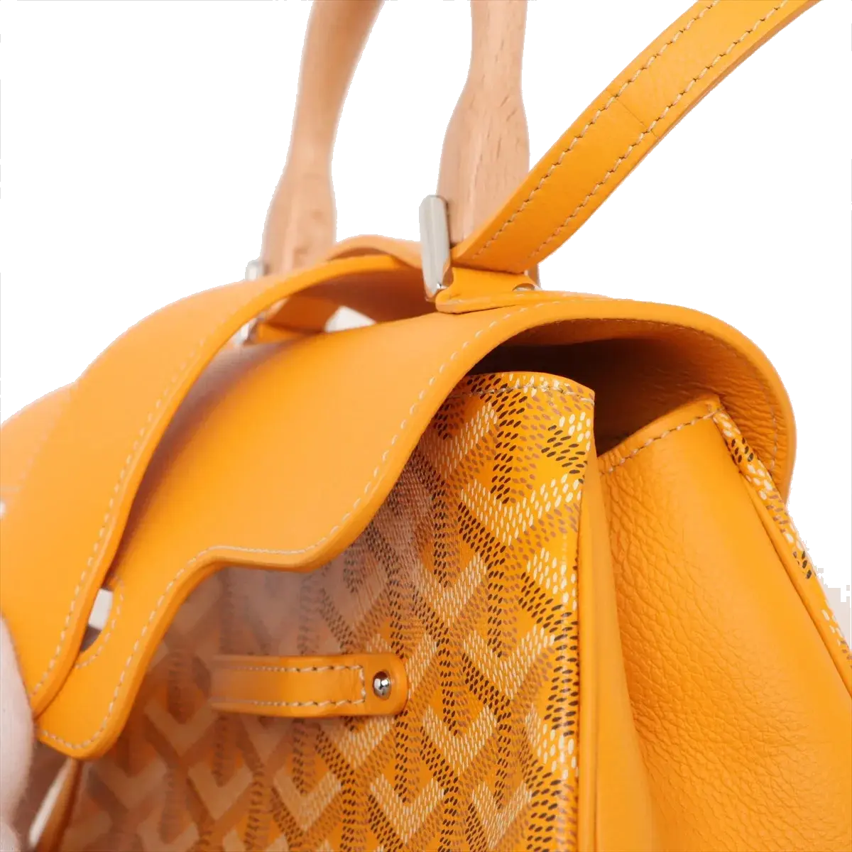Pre-Loved Saïgon Handbag Goyardine Coated Canvas Mini with Silver Hardware, Yellow