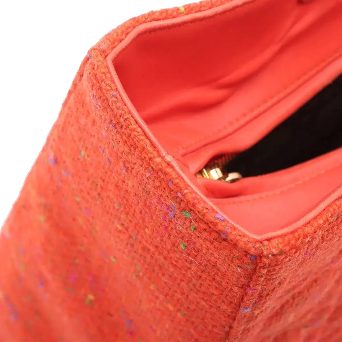 Pre-Loved Lady Dior Handbag Cannage Tweed Large with Gold Hardware, Red