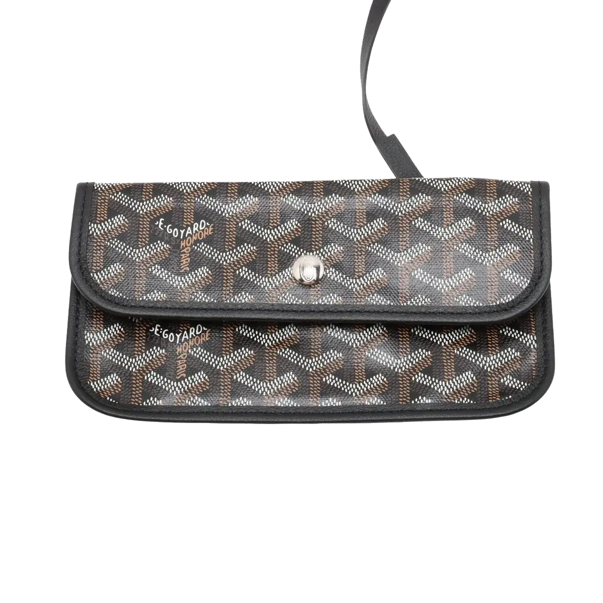Pre-Loved Saint Louis Tote Goyardine Chevron Coated Canvas GM with Silver Hardware, Black/Brown