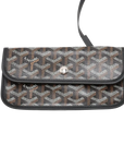 Pre-Loved Saint Louis Tote Goyardine Chevron Coated Canvas GM with Silver Hardware, Black/Brown