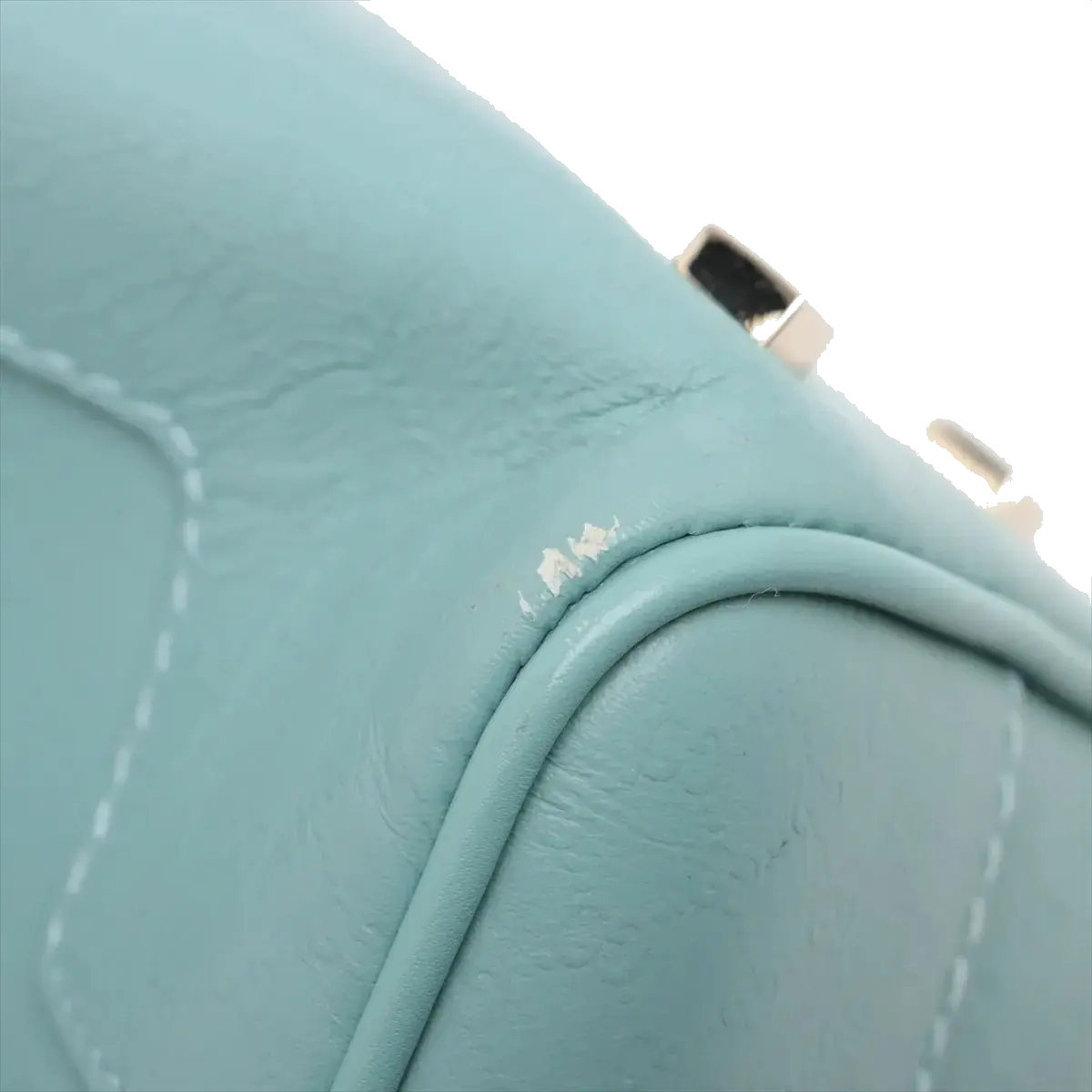 Pre-Loved Boston Handbag Microguccissima Leather Small with Gold Hardware, Light Blue