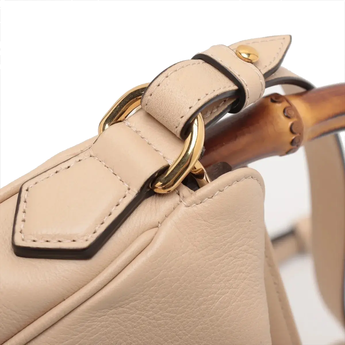 Pre-Loved Diana Bamboo Shoulder Bag Leather Medium with Gold Hardware, Beige