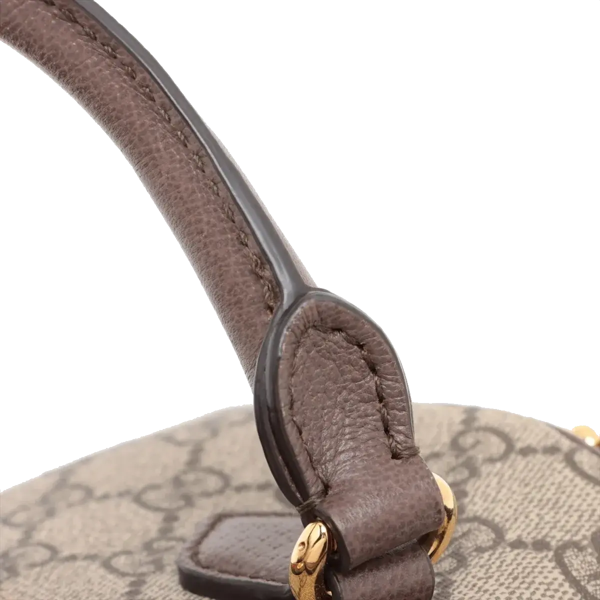 Pre-Loved Ophidia GG Mini Boston Handbag Monogram Coated Canvas Mini with Gold Hardware, Beige Ebony
