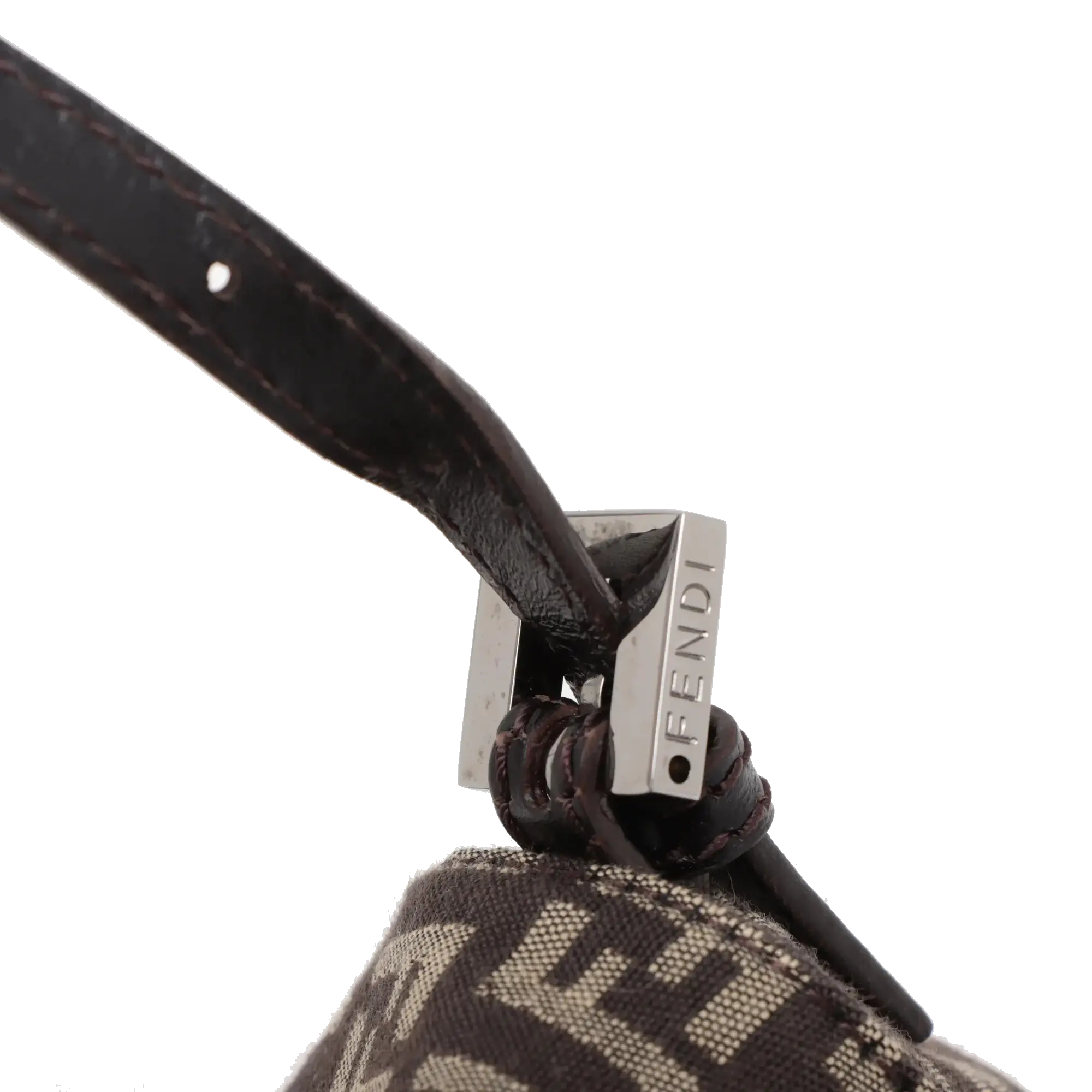 Pre-Loved Mamma Baguette Shoulder Bag Zucchino Coated Canvas with Silver Hardware, Brown