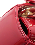 Pre-Loved Lady Dior Handbag Cannage Patent Leather Mini with Gold Hardware, Red
