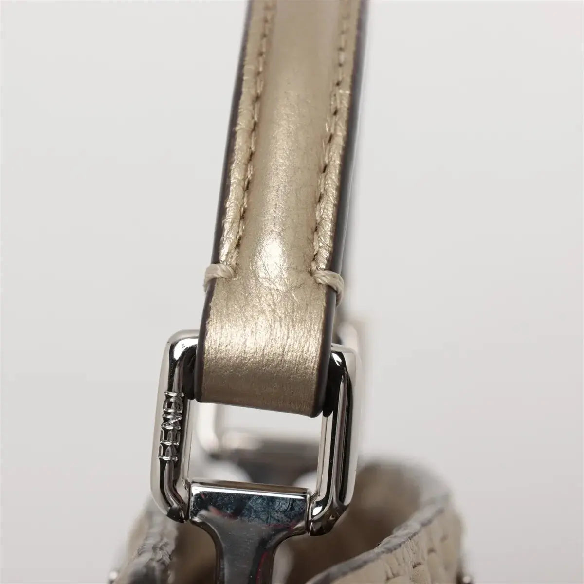 Pre-Loved Peekaboo Handbag Leather Mini with Silver Hardware, Gold