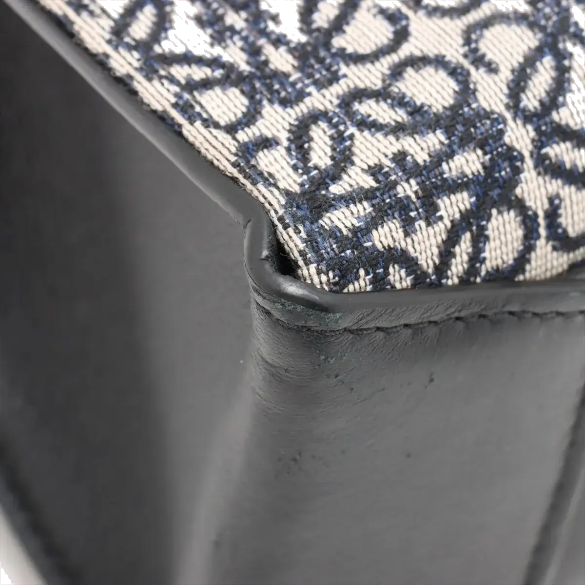 Pre-Loved Cushion Anagram Tote Tote Anagram Canvas Coated with Silver Hardware, Grey and Navy